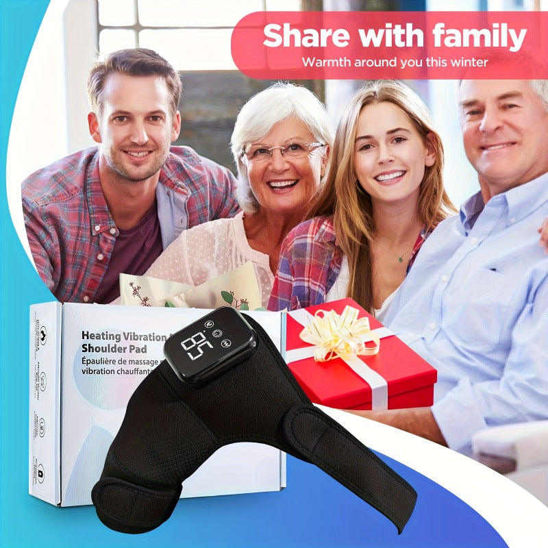 Cordless Shoulder Heating Massager, Electric Heat Vibration, Shoulder, Elbow, Knee, 3 Levels of Heat 3 Levels of Vibration, 3 Levels of Cordless Shoulder Heating Pad with Vibration - LED Touch Screen, Gift for Parents