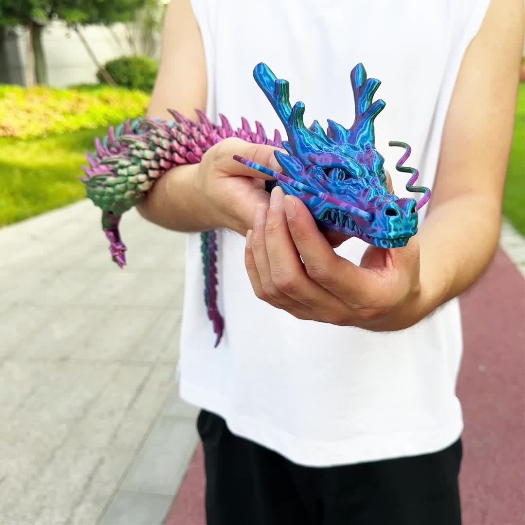 35.4" Giant Poseable 3D Printed Chinese Dragon Collectible Figurines | Articulated Joints Fantasy Decor, Flexible Desk Sculpture for Home/ Office/ Car Decor | Unique Mother's Day & Father's Day Gifts for Mom Dad, Perfect for