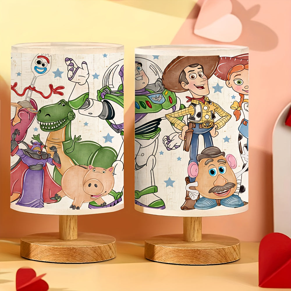 Buzz Lightyear Table Lamp USB Linen Shade Wooden Base