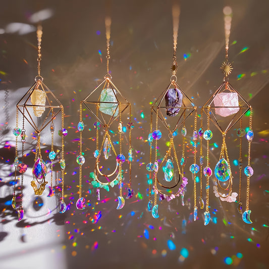 Bohemian Sun Catcher With Faux Crystal Prism - Rainbow Maker For Window, Perfect Housewarming Gift & Home Decor