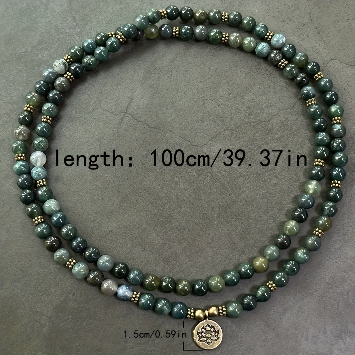 A Set Of 108 8mm Round Natural Moss And Agate Hand-beaded Beads With Inner Peace And Retro Bohemian Style Fashion Accessories For Women - A Dual-purpose Holiday Gift For Bracelets And Necklaces