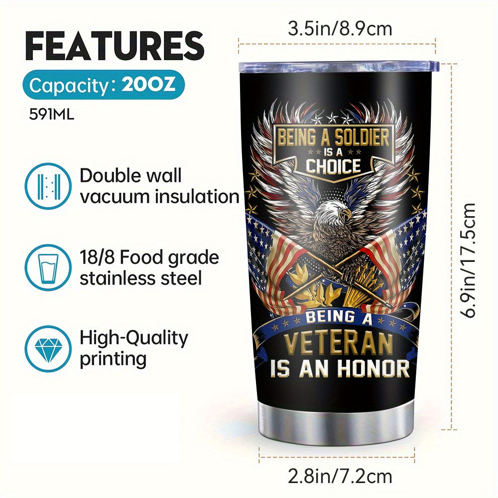 20oz 304 Stainless Steel Vacuum Insulated Tumbler With Lid, Straw And Patriotic Design