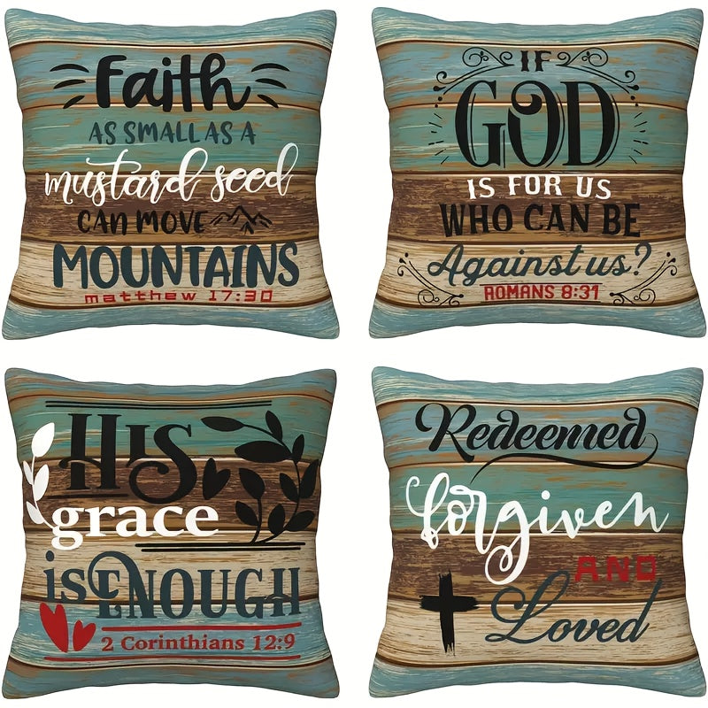 4 Pack Bible Verse Pillow Covers 17.7x17.7 Inch Quotes