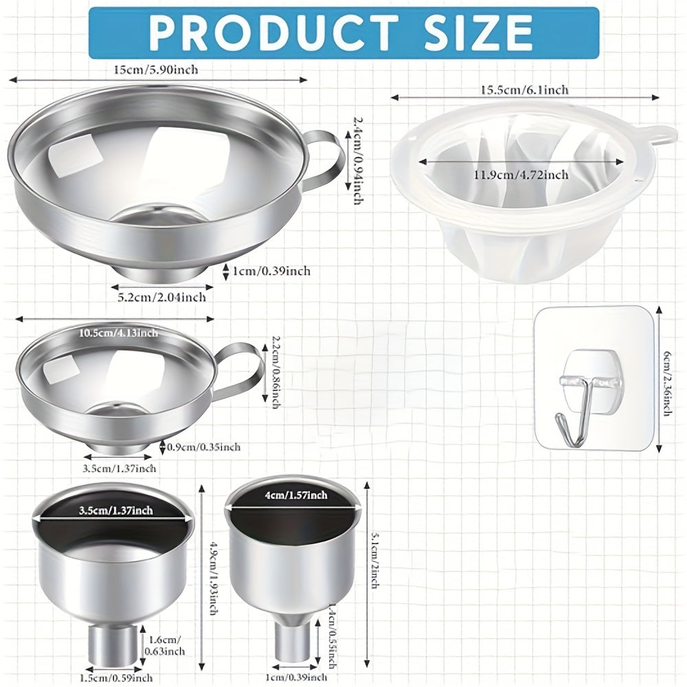Stainless Steel Canning Funnel Set Wide Mouth Funnels