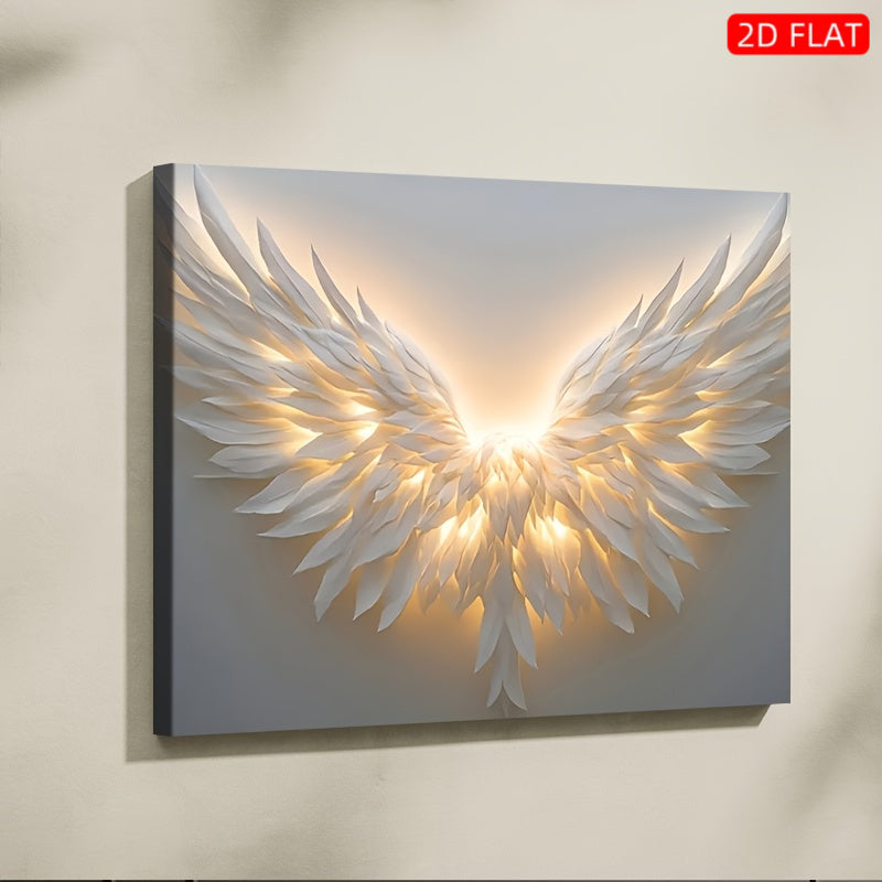 Angel Wings Wall Art Embedded Wood Frame Canvas Modern Decor