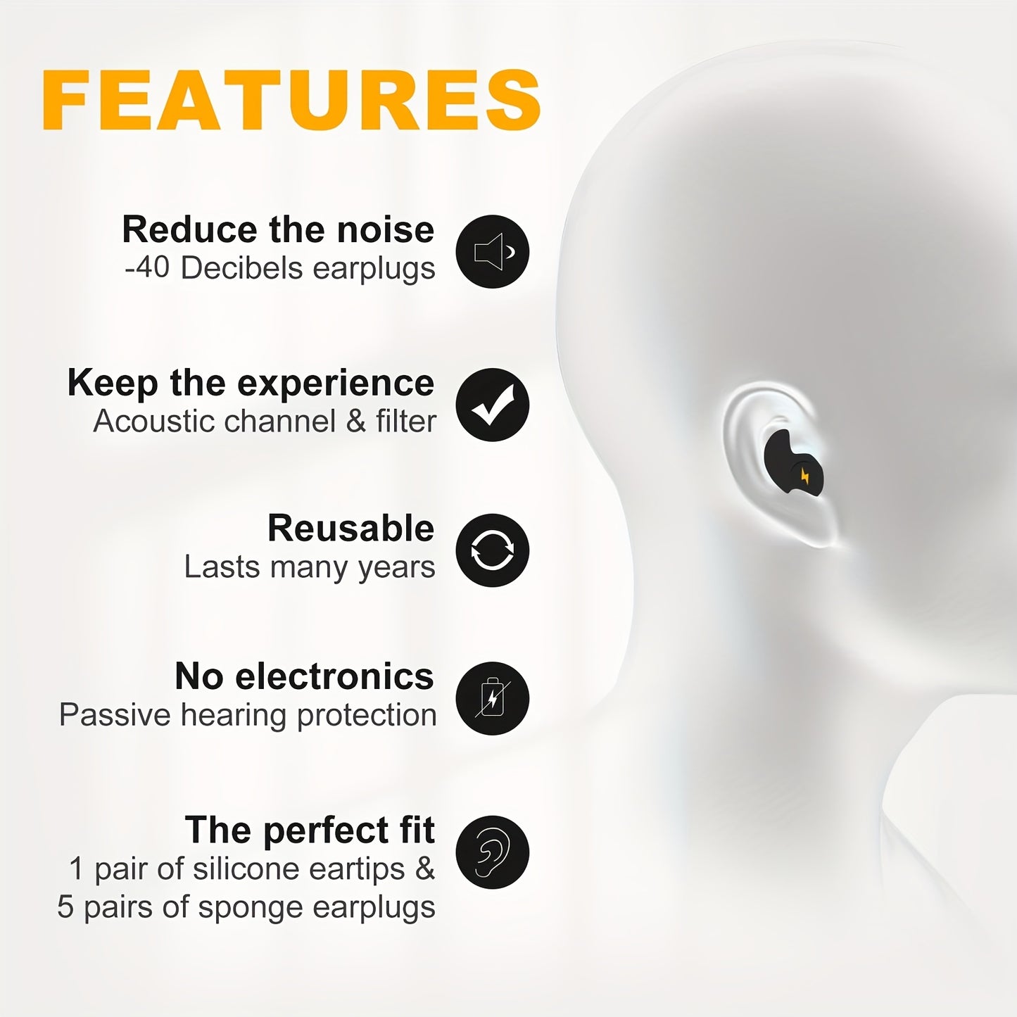 Silicone Ear Plugs For Sleeping Noise Cancelling Six Pairs