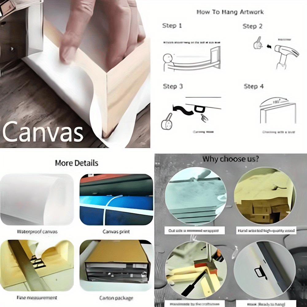 Angel Wings Wall Art Embedded Wood Frame Canvas Modern Decor