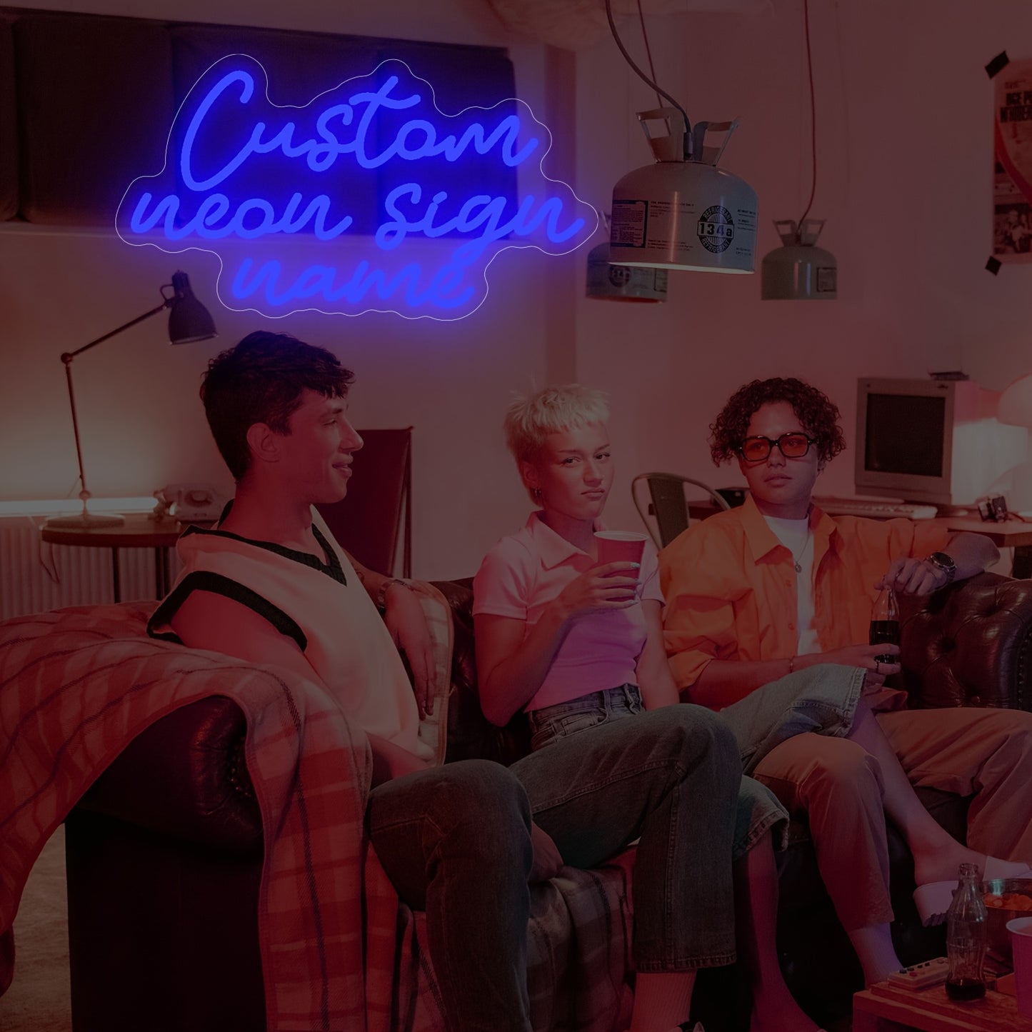 Custom Three Row Led Neon Lights With Names For Home Decor