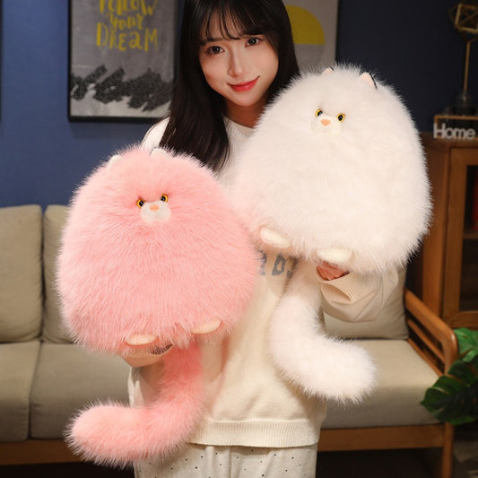 Cute Fluffy Cat Plush Pillow Hand Washable For Sleeping