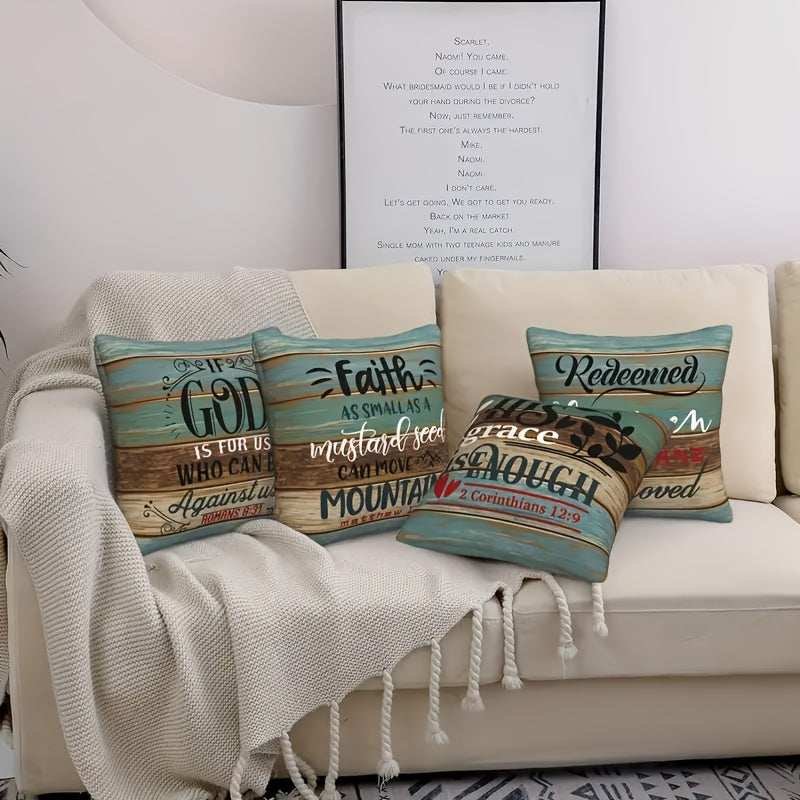 4 Pack Bible Verse Pillow Covers 17.7x17.7 Inch Quotes