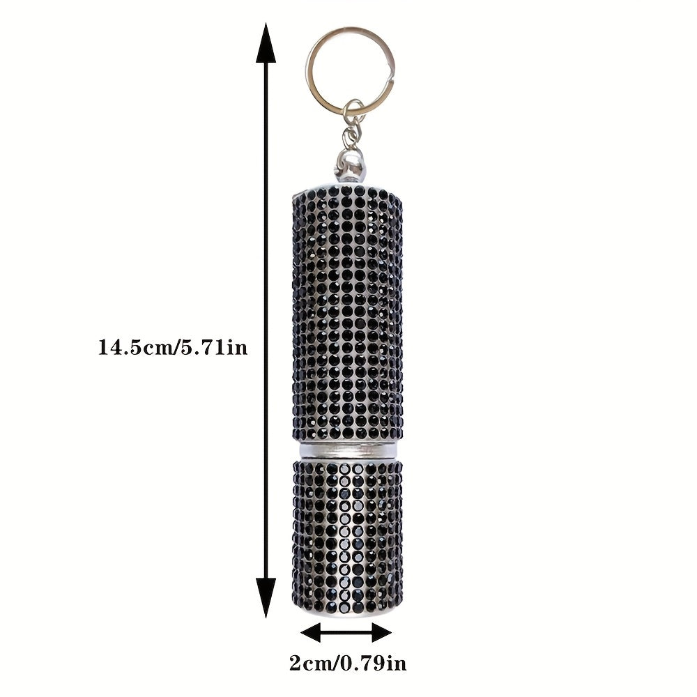 1pc Gemstone Rhinestone Pepper Spray with Safety Swivel Top, 16ft Range Aluminum Alloy for Women - Sparkling Black Safety for, Hunting & Fishing Accessories