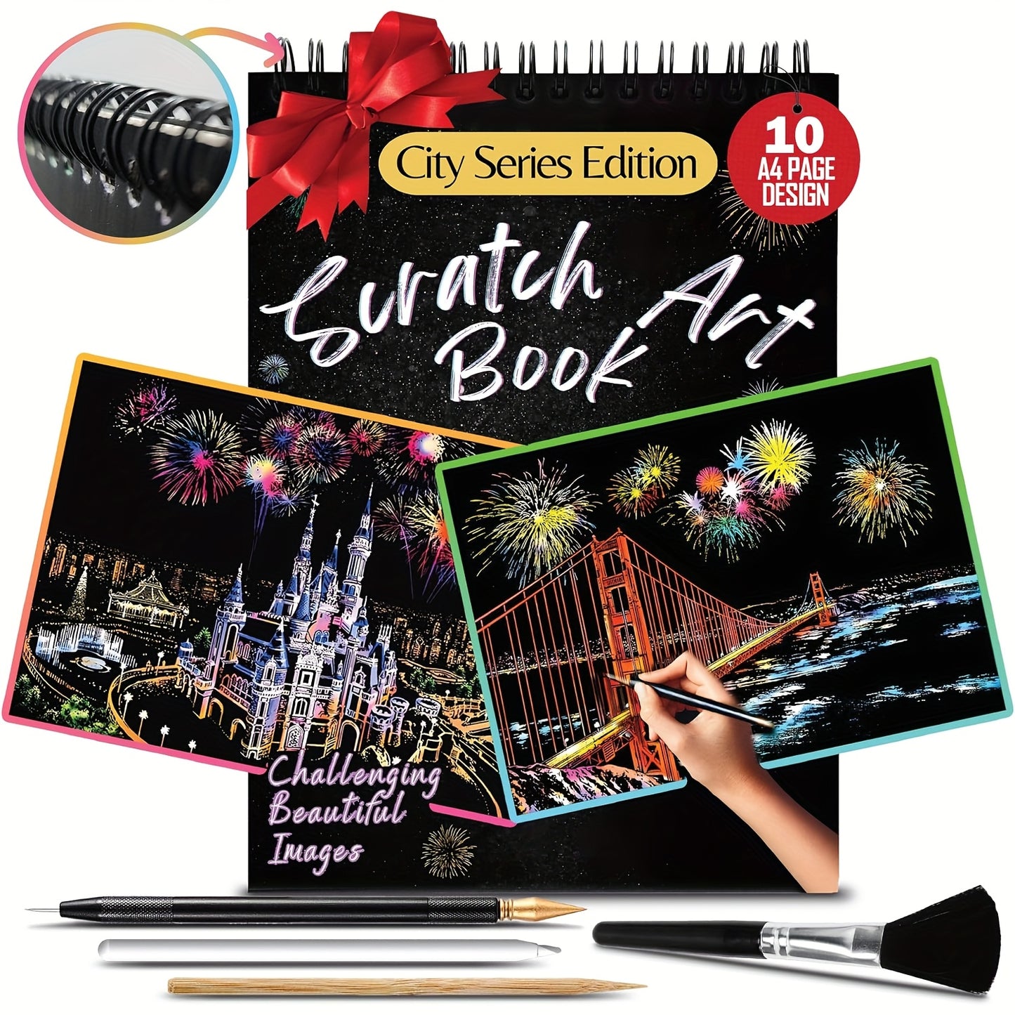 Scratch Art Book for Adults - Colorful City Series Scratch Art | Scratch Painting Foil Art for Adults | Scratch And Sketch City Series Books | Foil Engraving Scratch Art Adult, The Best Choice for Birthday/Holiday Gifts Chris