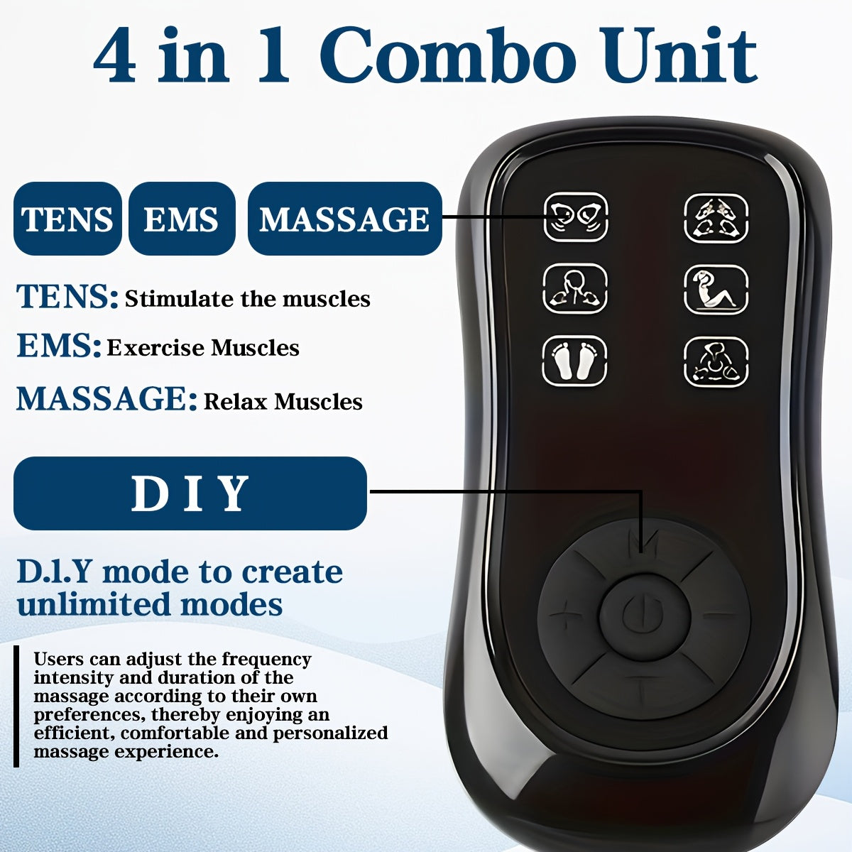Dual Channel TENS EMS Unit With 8 Pads For Back Relief