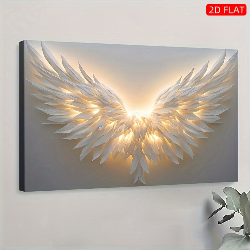 Angel Wings Wall Art Embedded Wood Frame Canvas Modern Decor