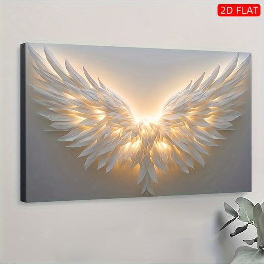 Angel Wings Wall Art Embedded Wood Frame Canvas Modern Decor