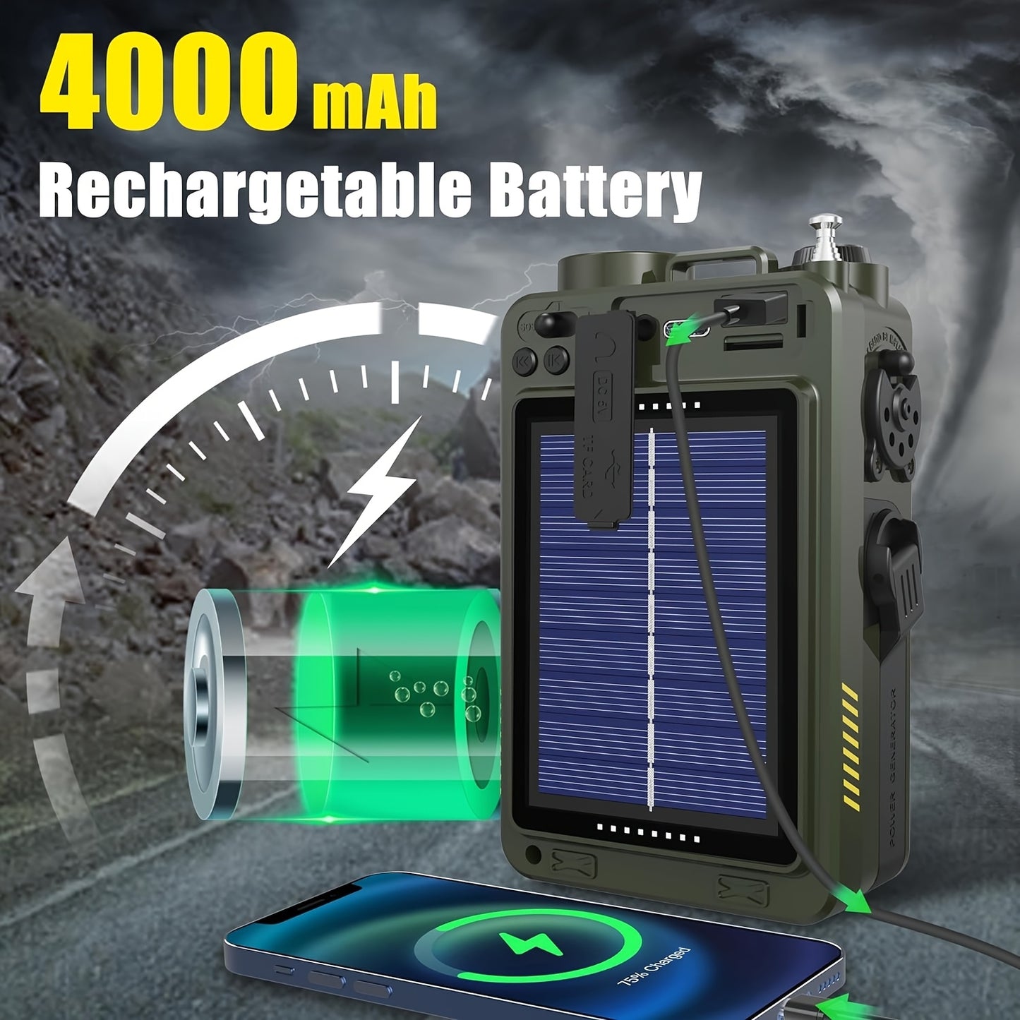 Digital Shortwave Radio Winter Storm Survival Gear NOAA Weather Alert 4000mAh