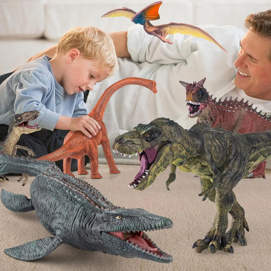 6 Pack Big Dinosaur Toys Set Realistic T Rex Carnotaurus Velociraptor Mosasaurus