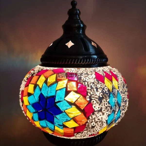 Newest E14 Hand-inlaid Glass Mosaic Bedroom Living Room Decorative Table Lamps of Mediterranean Style Turkish Lamps