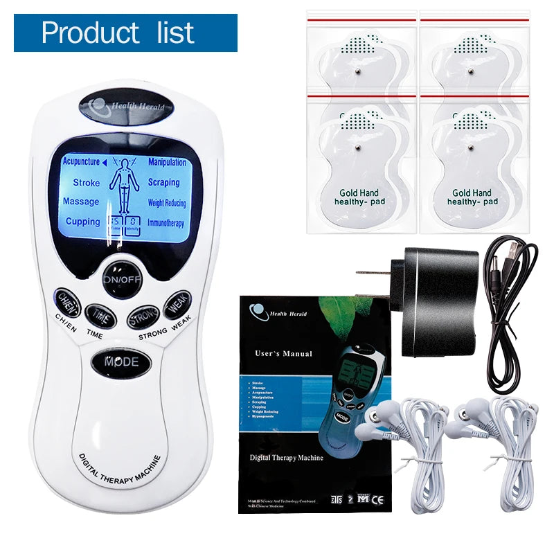 Pulse Tens Acupuncture Electric Body Massage 8 Models Digital Therapy Machine 4Pads Electrical Muscle Stimulator Full Body Relax