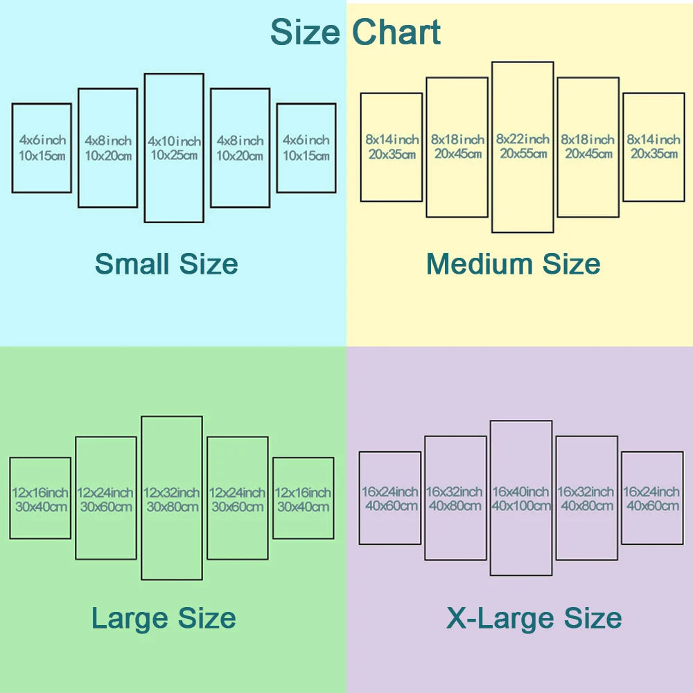 5 Pieces Wall Art Canvas Poster Sunset Ocean View Landscape Painting Living Room Decor Print Bedroom Mural Home Decoration