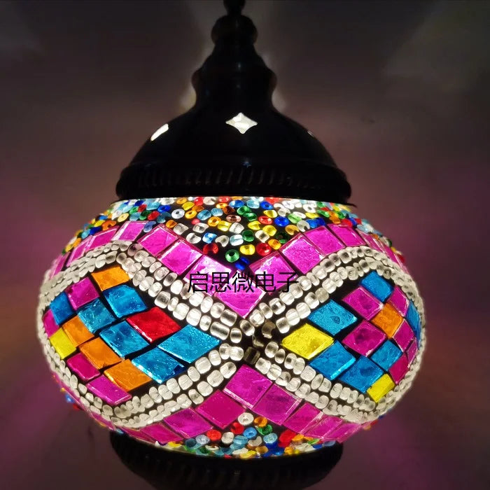 Newest E14 Hand-inlaid Glass Mosaic Bedroom Living Room Decorative Table Lamps of Mediterranean Style Turkish Lamps