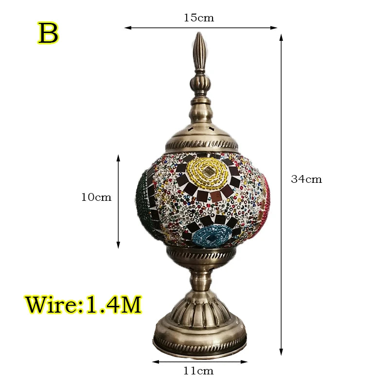 WOERFU 15cm Mosaic Table Lamp Mediterranean Turkish Style Bedroom Study Romantic Style Decoration Table Lamp