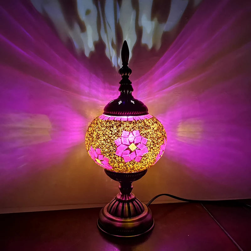 WOERFU 15cm Mosaic Table Lamp Mediterranean Turkish Style Bedroom Study Romantic Style Decoration Table Lamp