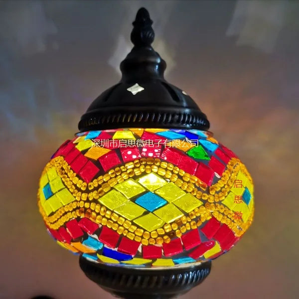 Newest E14 Hand-inlaid Glass Mosaic Bedroom Living Room Decorative Table Lamps of Mediterranean Style Turkish Lamps