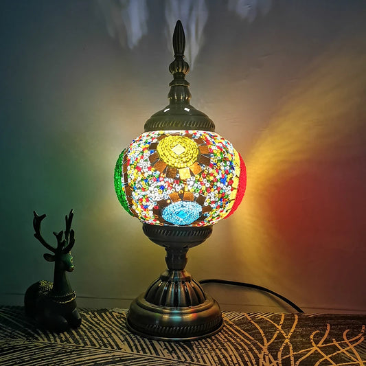 WOERFU 15cm Mosaic Table Lamp Mediterranean Turkish Style Bedroom Study Romantic Style Decoration Table Lamp