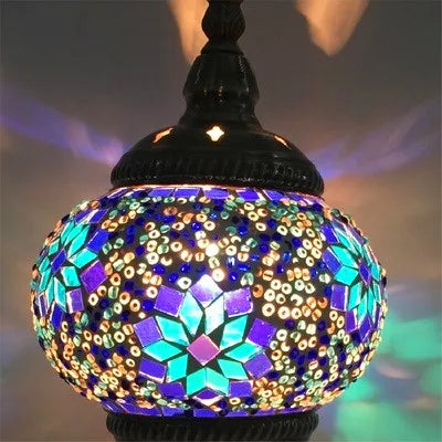 Newest E14 Hand-inlaid Glass Mosaic Bedroom Living Room Decorative Table Lamps of Mediterranean Style Turkish Lamps