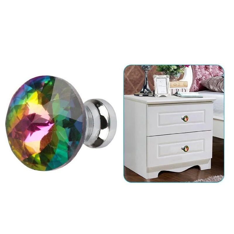 Crystal Door Knobs Diamond Glass 30mm Cabinet Handles 10Pcs