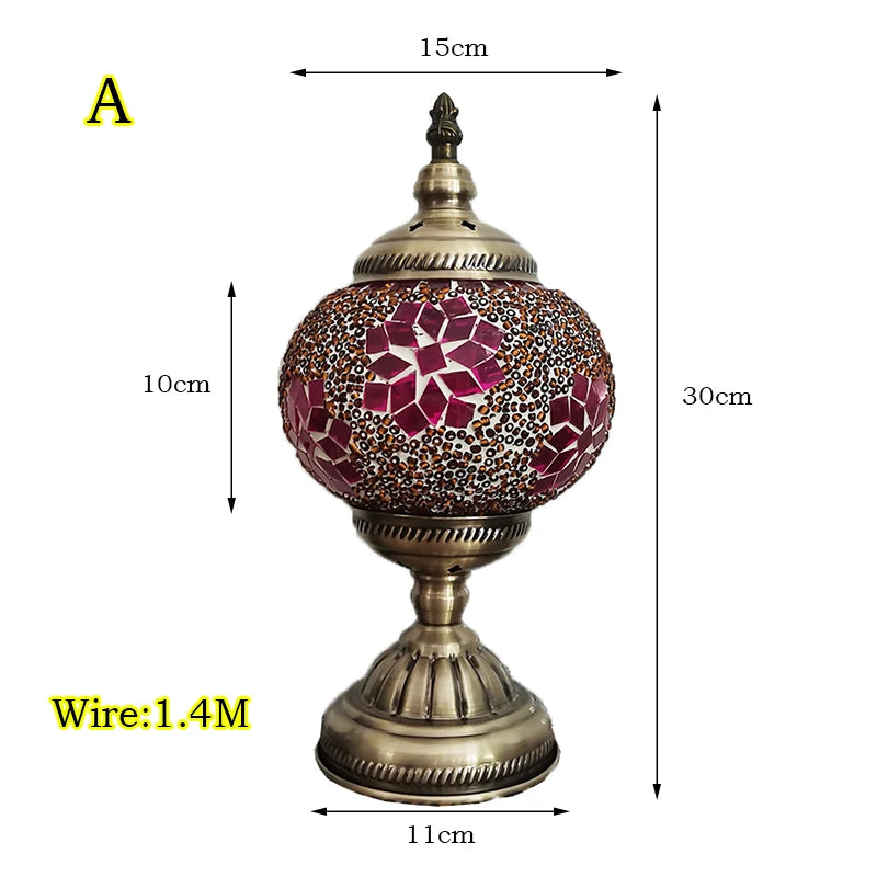 WOERFU 15cm Mosaic Table Lamp Mediterranean Turkish Style Bedroom Study Romantic Style Decoration Table Lamp