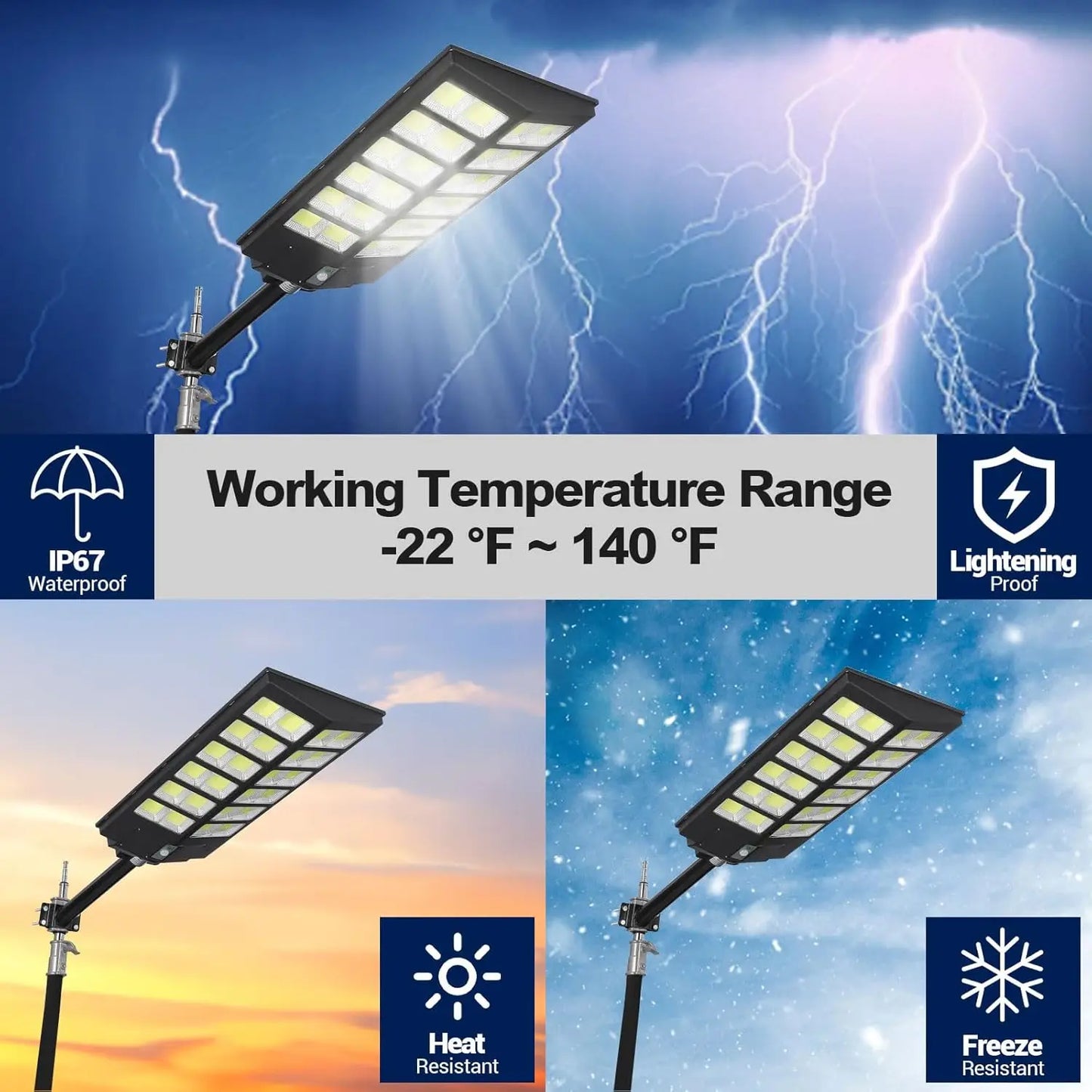 5000W Solar Street Lights Outdoor IP67 Waterproof Parking Lot Light with Motion Sensor and Dusk to Dawn Security Flood Lights 7000K
