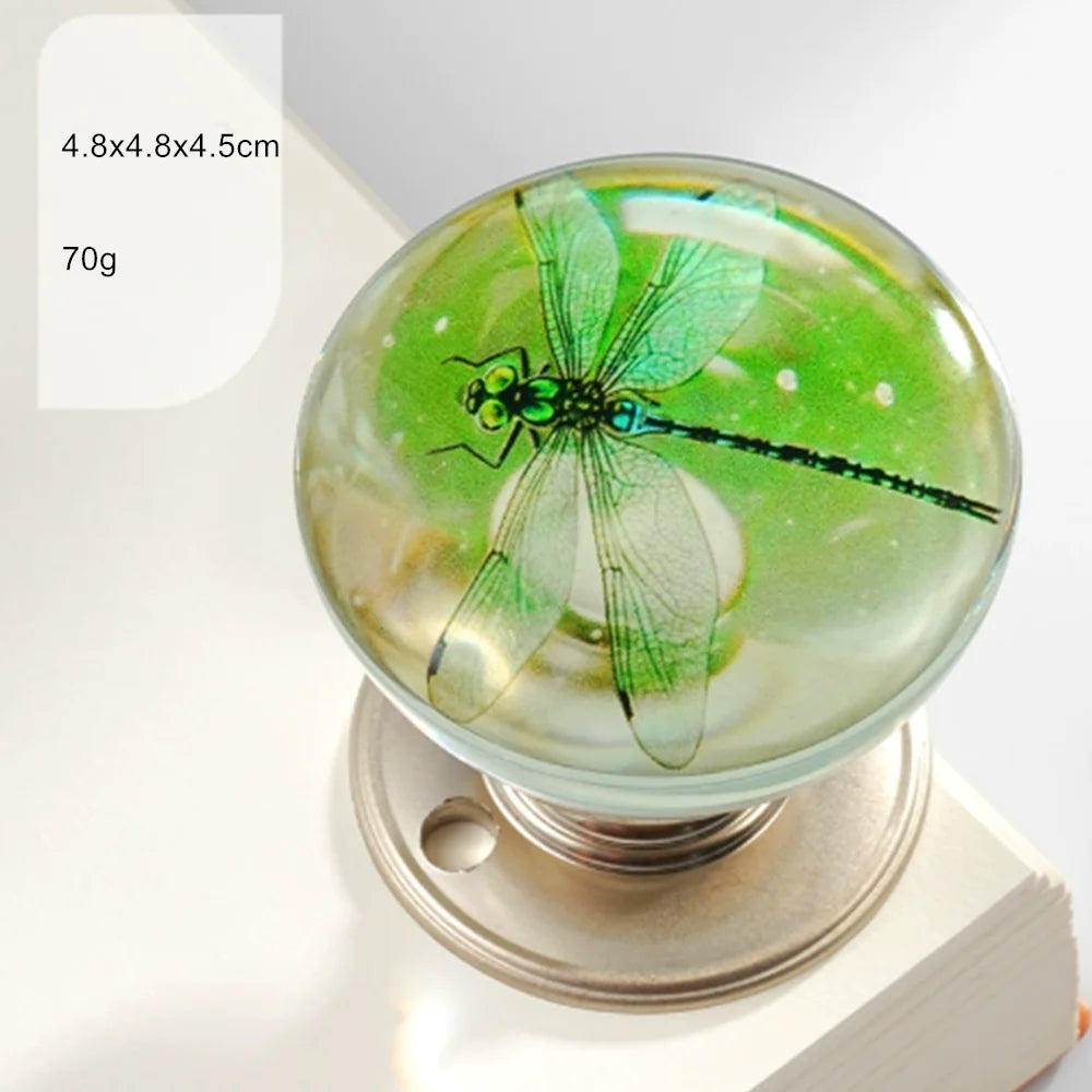 Retro Round Resin Door Knob Crystal Flower Transparent