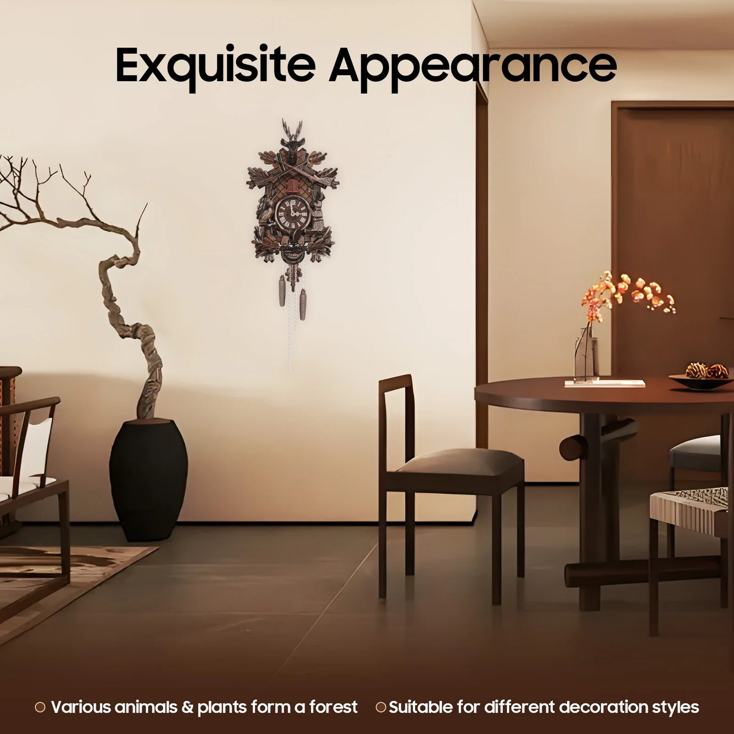 Black Forest Cuckoo Wall Clock Traditional Style Living Room