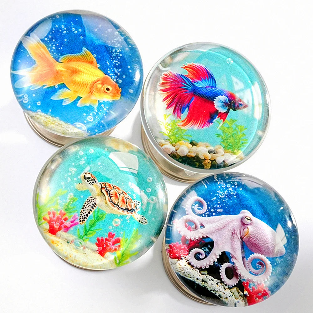 Retro Round Resin Door Knob Crystal Flower Transparent