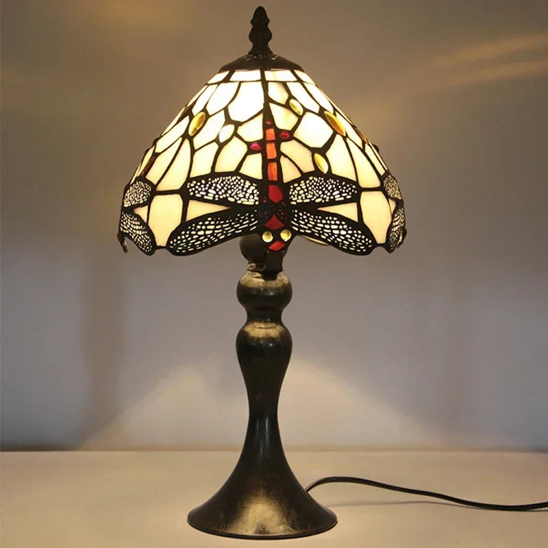 Small Tiffany Table Lamp Tiffany Style Desk Lamp Stained Glass Antique Light Bedroom Bedside Lamp Retro Reading Lamps