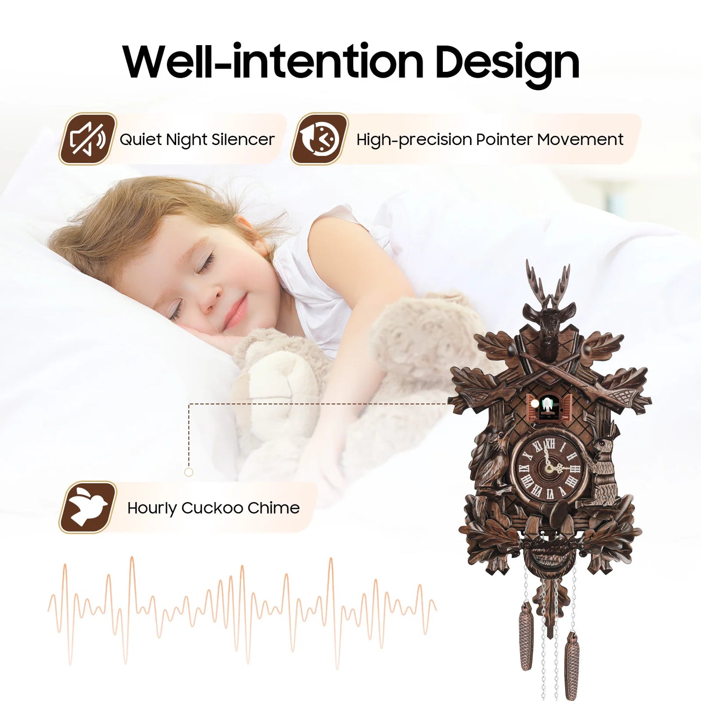 Black Forest Cuckoo Wall Clock Traditional Style Living Room
