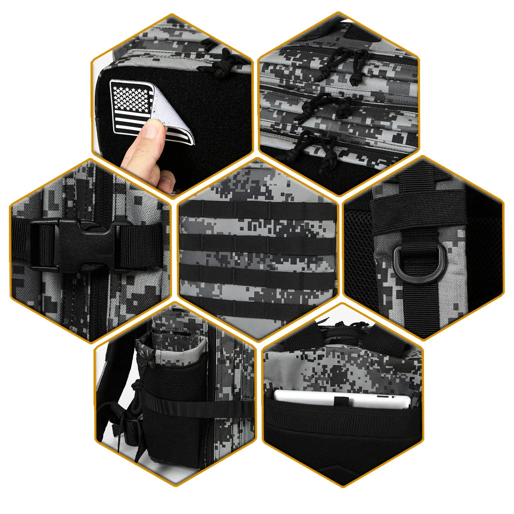 45L Tactical Backpack Hunting Rucksack With Dual Cup Holders For Outdoor Camping