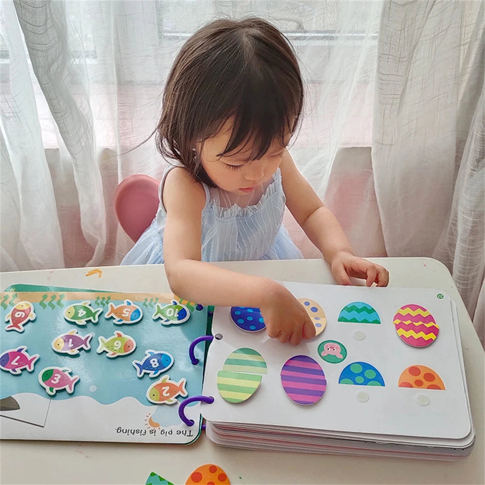 Montessori Paste Quiet Book Children Toy Paste My First Busy Kids Book Animal Number Matching Puzzle Game Educational Toy libros