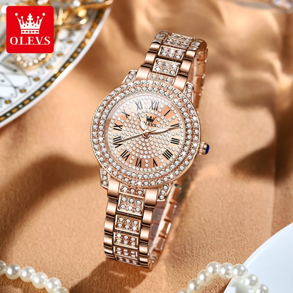 OLEVS 9943 Women Quartz Watch Zircon Waterproof Luminous