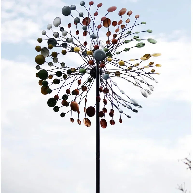 Enchanting Courtyard Sunflower Windmill Vibrant Iron Art Hand-painted Spinner Decorative Garden Ground Stake Climbing Support
