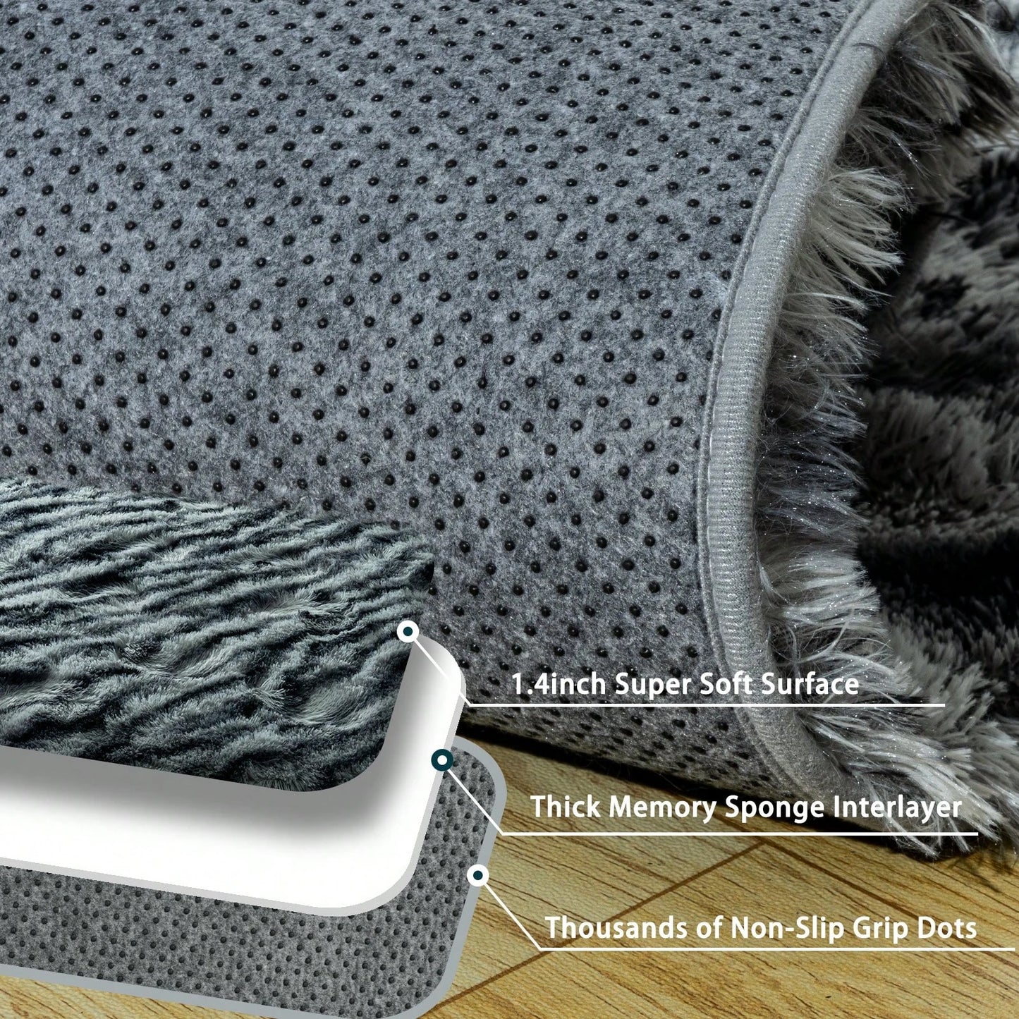 Gnizama Fluffy Zebra Print Shag Rug Washable Living Room