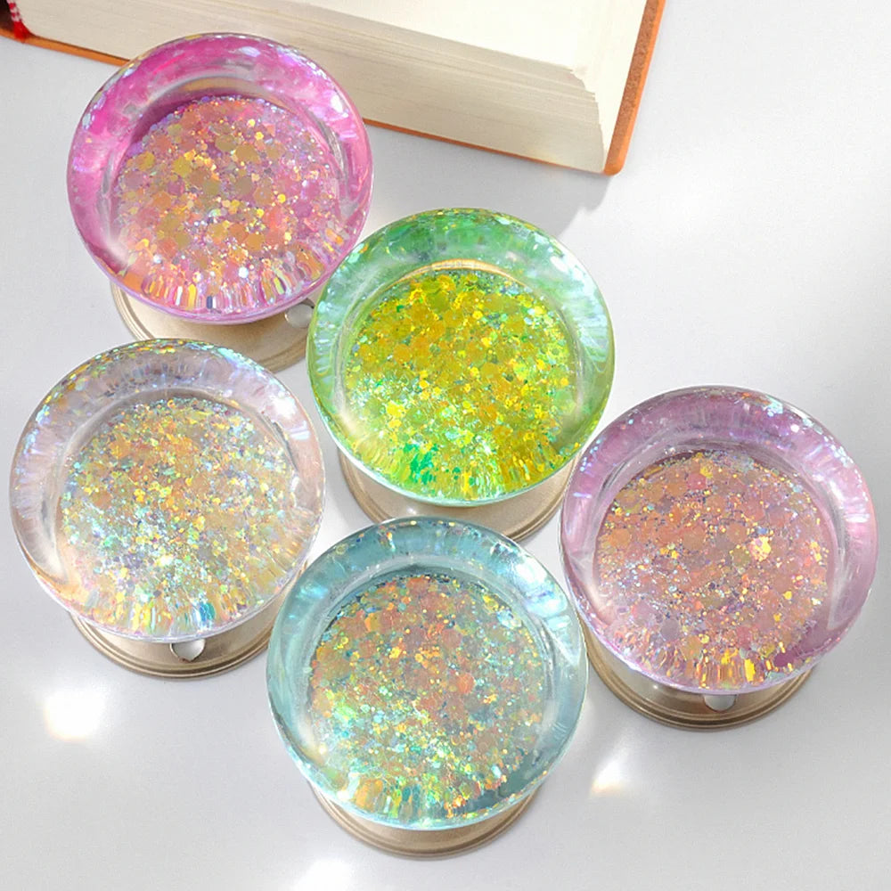 Retro Round Resin Door Knob Crystal Flower Transparent