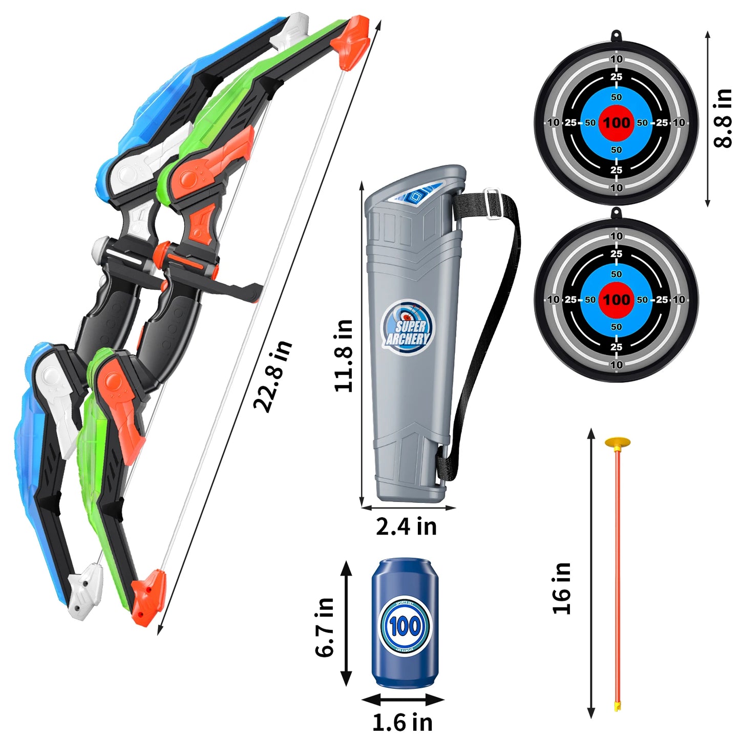 Light Up LED Bow and Arrow Toys for Kids Age 3 Plus Archery and Target Set Indoor and Outdoor Sports Games