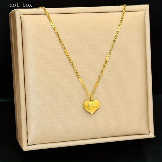 Golden Heart Necklace Unisex Simple Elegant Gift Holidays