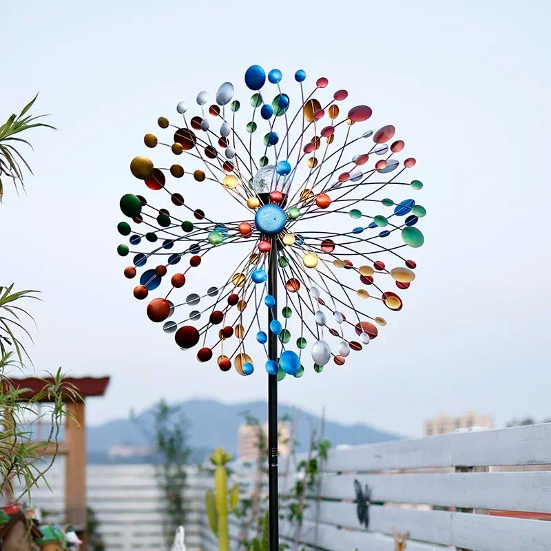 Enchanting Courtyard Sunflower Windmill Vibrant Iron Art Hand-painted Spinner Decorative Garden Ground Stake Climbing Support