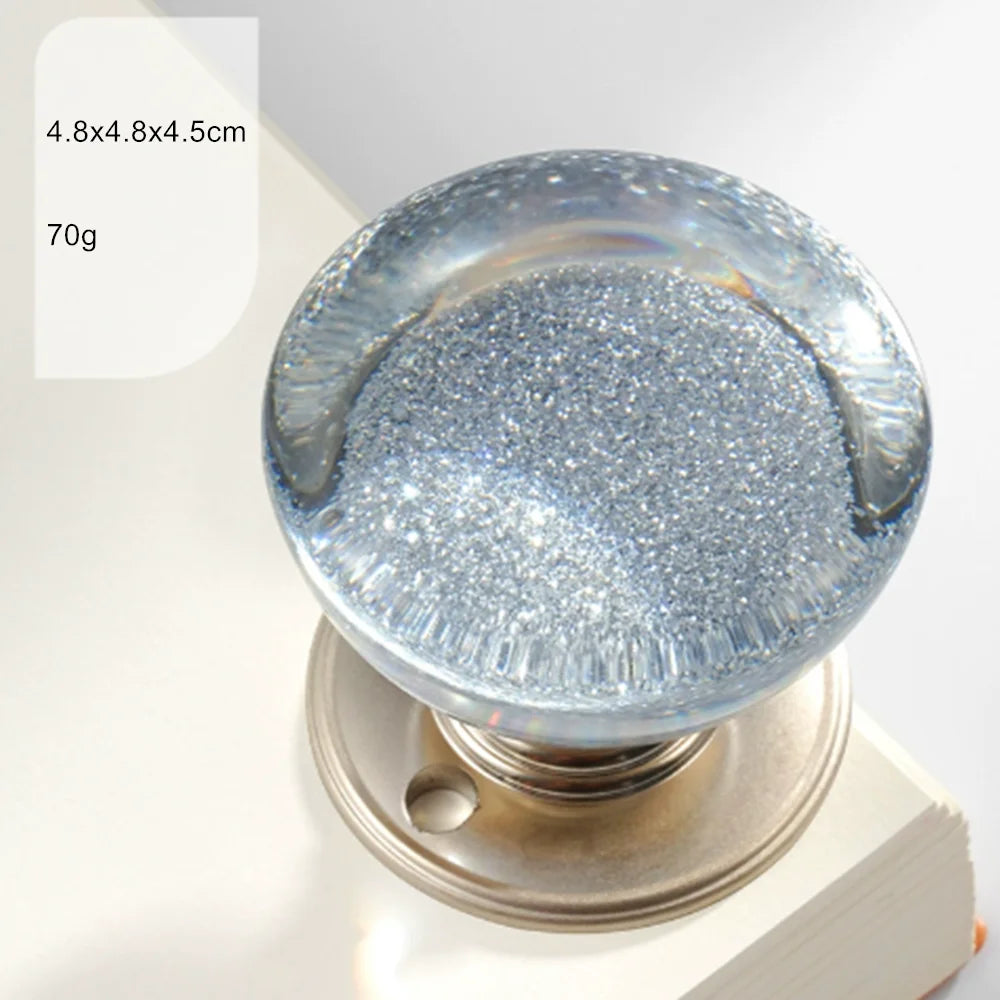 Retro Round Resin Door Knob Crystal Flower Transparent