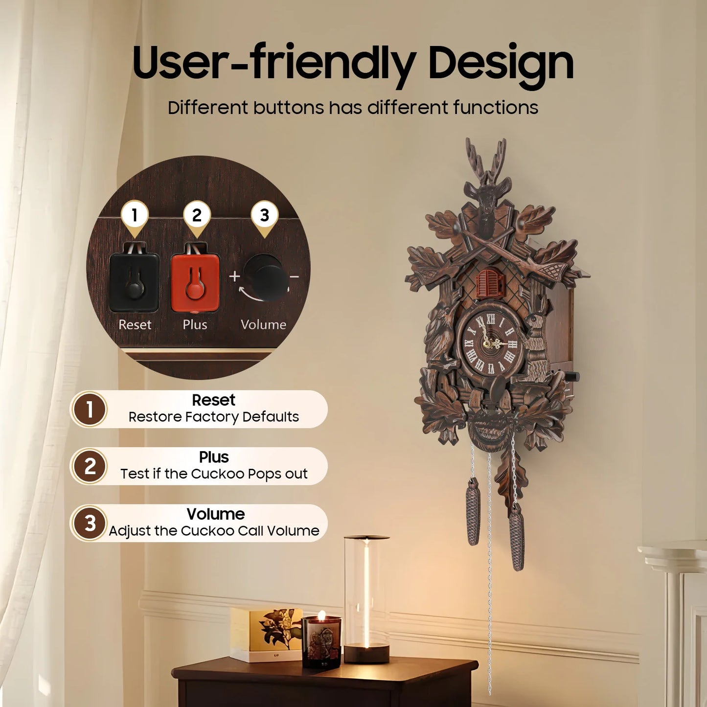 Black Forest Cuckoo Wall Clock Traditional Style Living Room