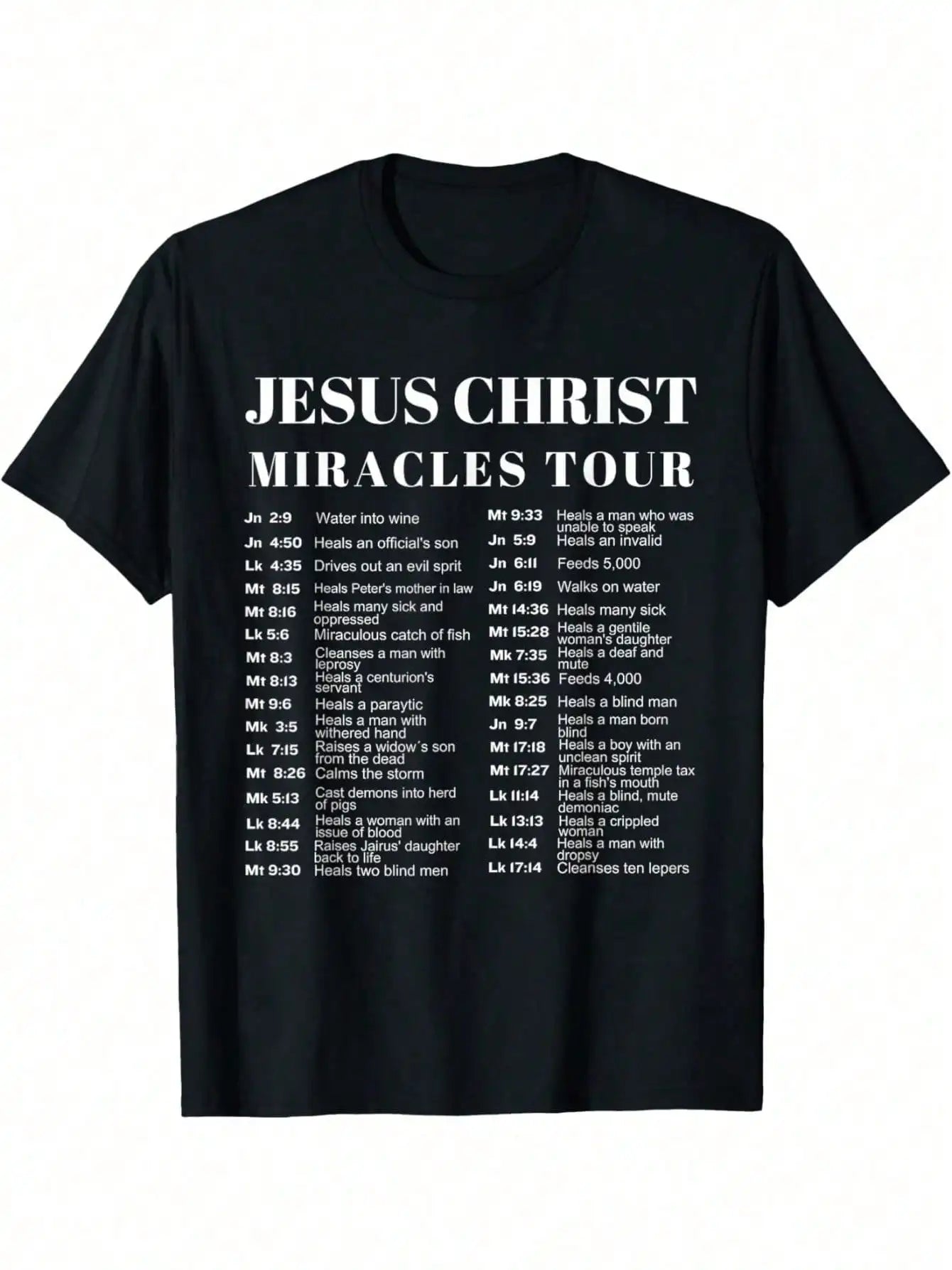 Jesus Christ Miracles Tour Graphic T-Shirt - Soft Cotton, Crew Neck, Men's Casual Tee With Inspirational Print